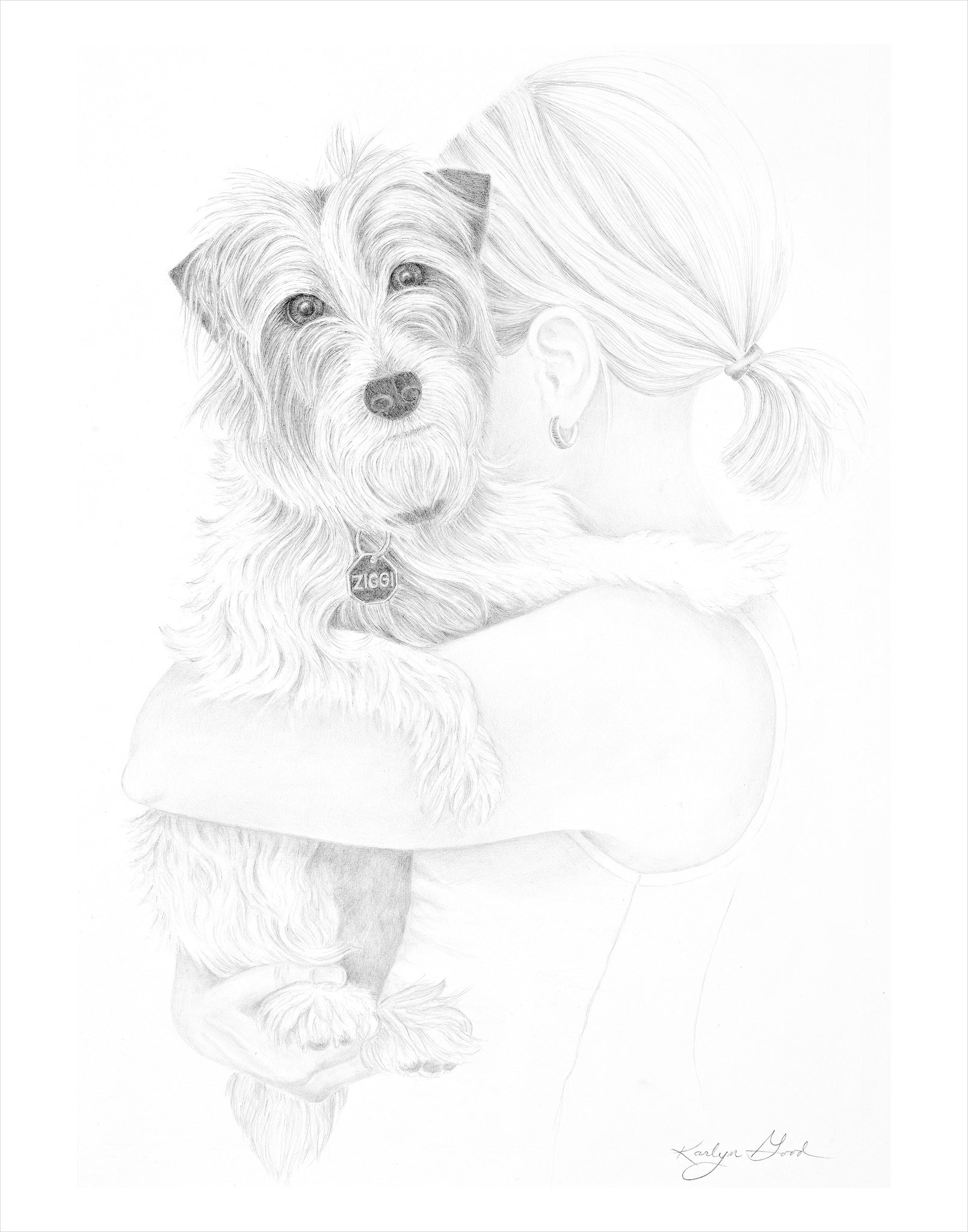 Commission Pet Portrait in B&W (with owner or companion)